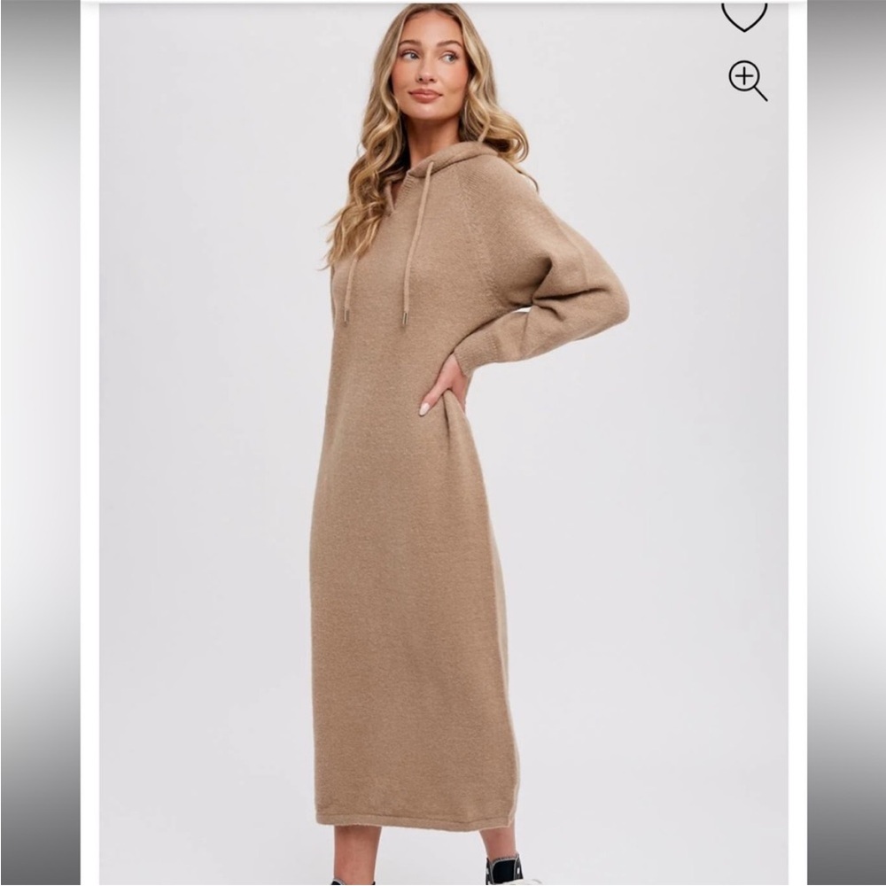 Pinkblush Hooded Sweater Dress - Tan